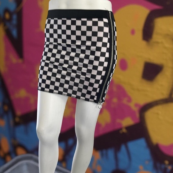 Current Mood Checkered Black and White Small Mini Skirt - Picture 1 of 3